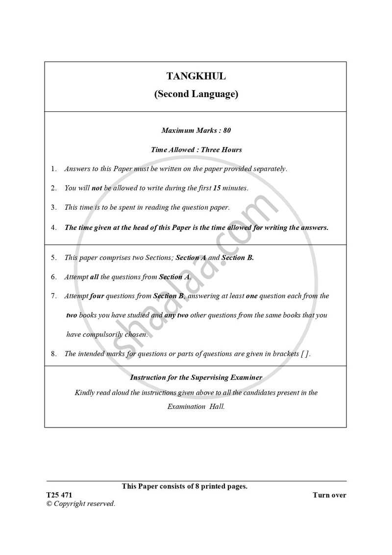 Tangkhul 2024-2025 ICSE Class 10  - CISCE (Council for the Indian School Certificate Examinations) question paper with PDF download