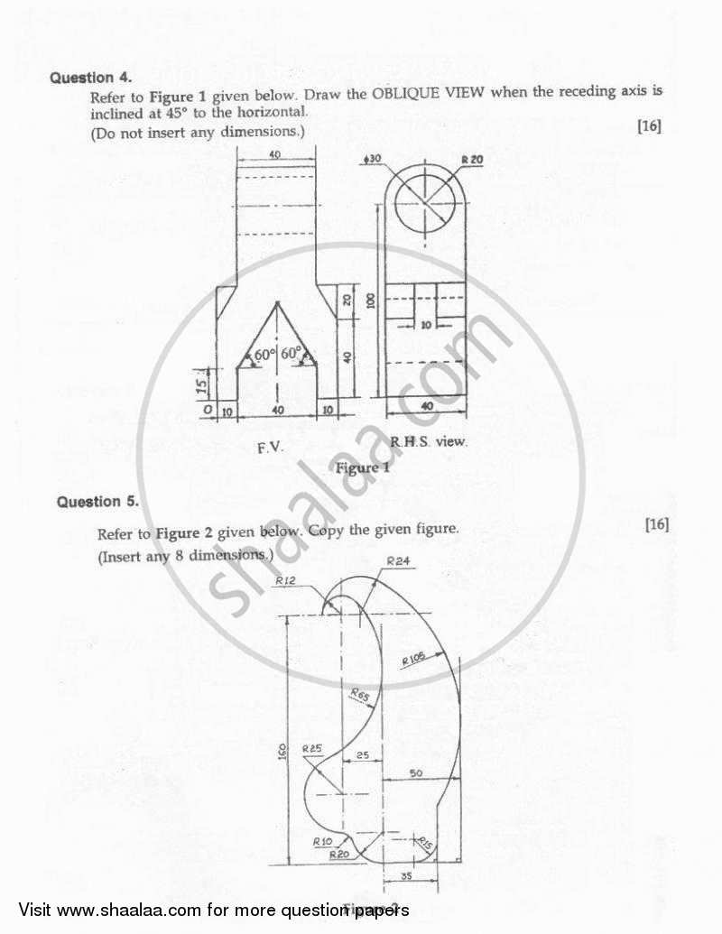 Technical Drawing Applications 2010-2011 ICSE Class 10  - CISCE (Council for the Indian School Certificate Examinations) question paper with PDF download