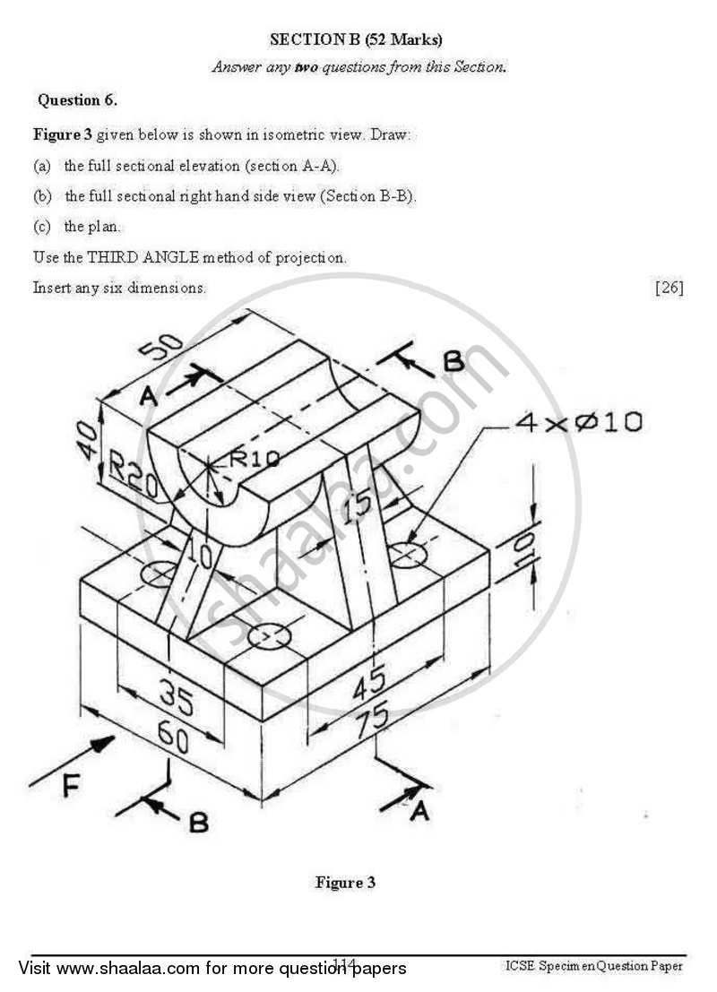 Technical Drawing Applications 2012-2013 ICSE Class 10  - CISCE (Council for the Indian School Certificate Examinations) question paper with PDF download