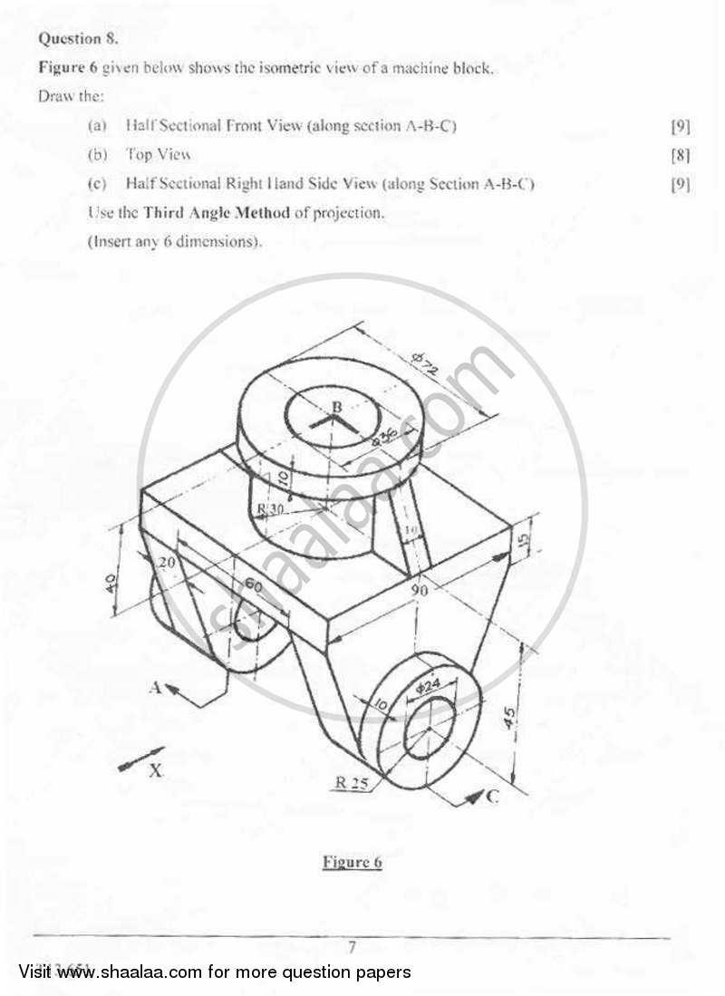 Technical Drawing Applications 2012-2013 ICSE Class 10  - CISCE (Council for the Indian School Certificate Examinations) question paper with PDF download