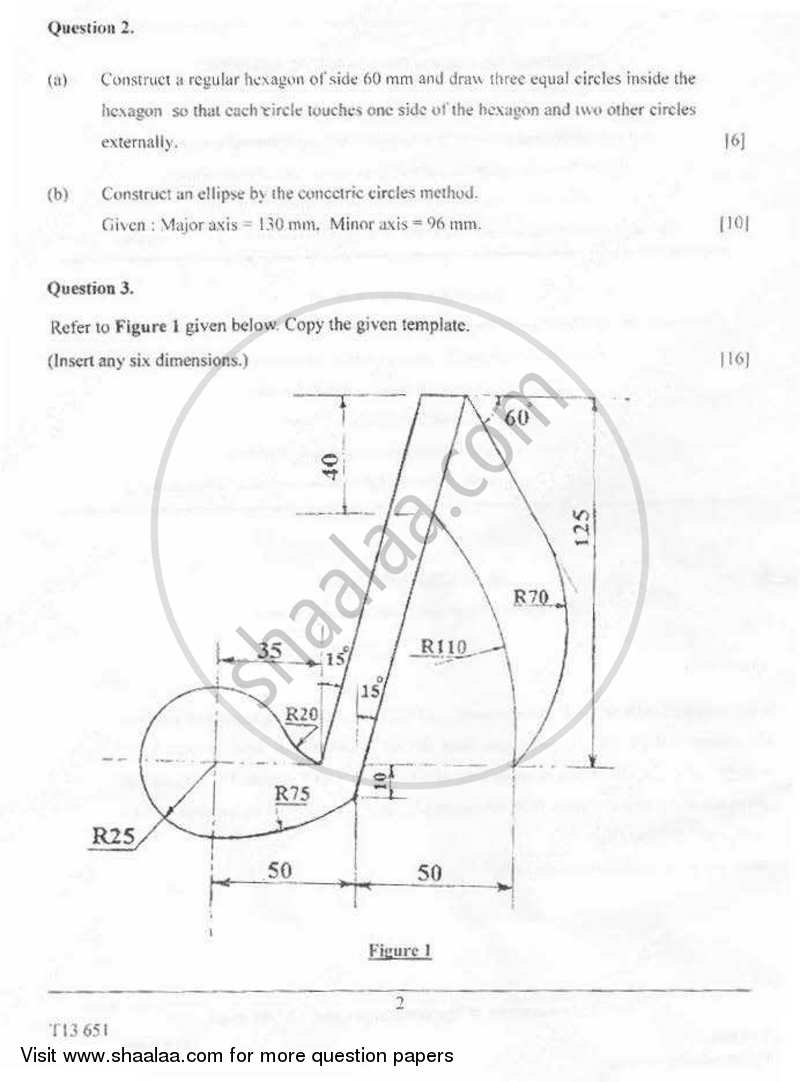 Technical Drawing Applications 2012-2013 ICSE Class 10  - CISCE (Council for the Indian School Certificate Examinations) question paper with PDF download