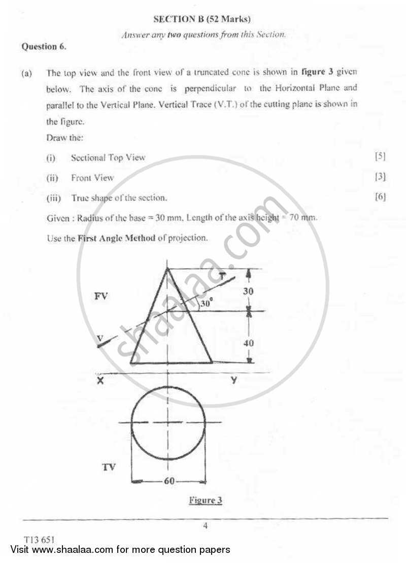 Technical Drawing Applications 2012-2013 ICSE Class 10  - CISCE (Council for the Indian School Certificate Examinations) question paper with PDF download
