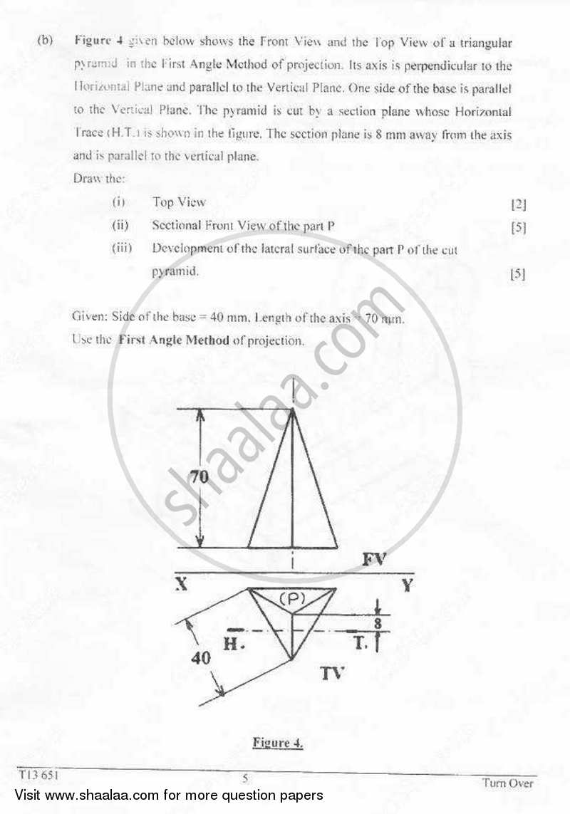 Technical Drawing Applications 2012-2013 ICSE Class 10  - CISCE (Council for the Indian School Certificate Examinations) question paper with PDF download