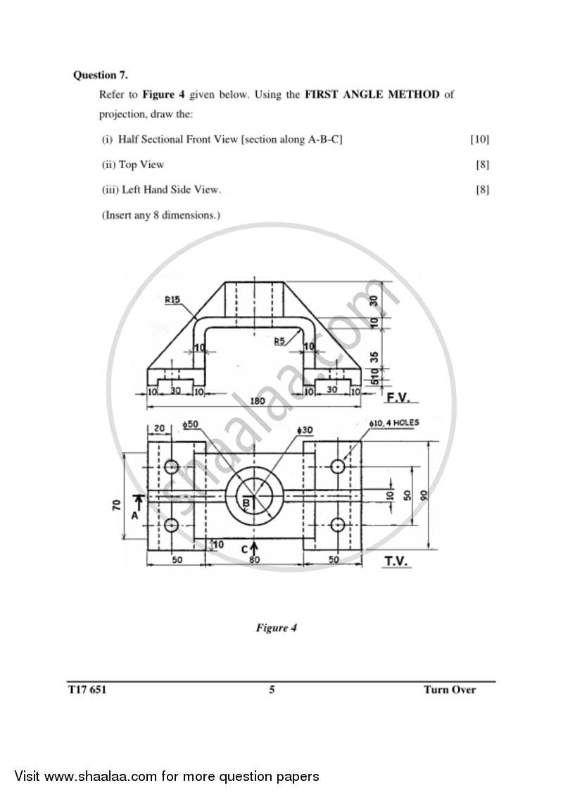 Technical Drawing Applications 2016-2017 ICSE Class 10  - CISCE (Council for the Indian School Certificate Examinations) question paper with PDF download