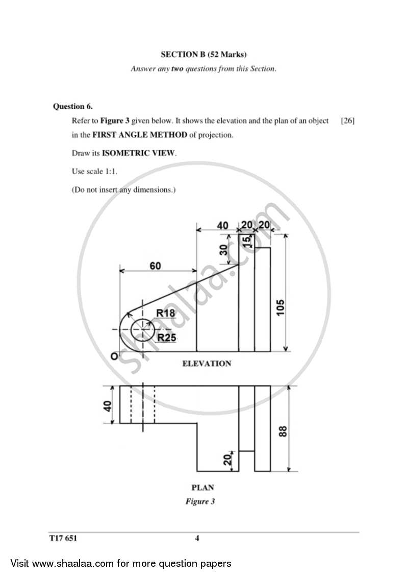 Technical Drawing Applications 2016-2017 ICSE Class 10  - CISCE (Council for the Indian School Certificate Examinations) question paper with PDF download