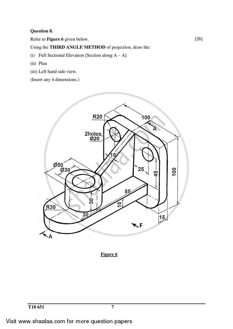 Technical Drawing Applications 2017-2018 ICSE Class 10  - CISCE (Council for the Indian School Certificate Examinations) question paper with PDF download