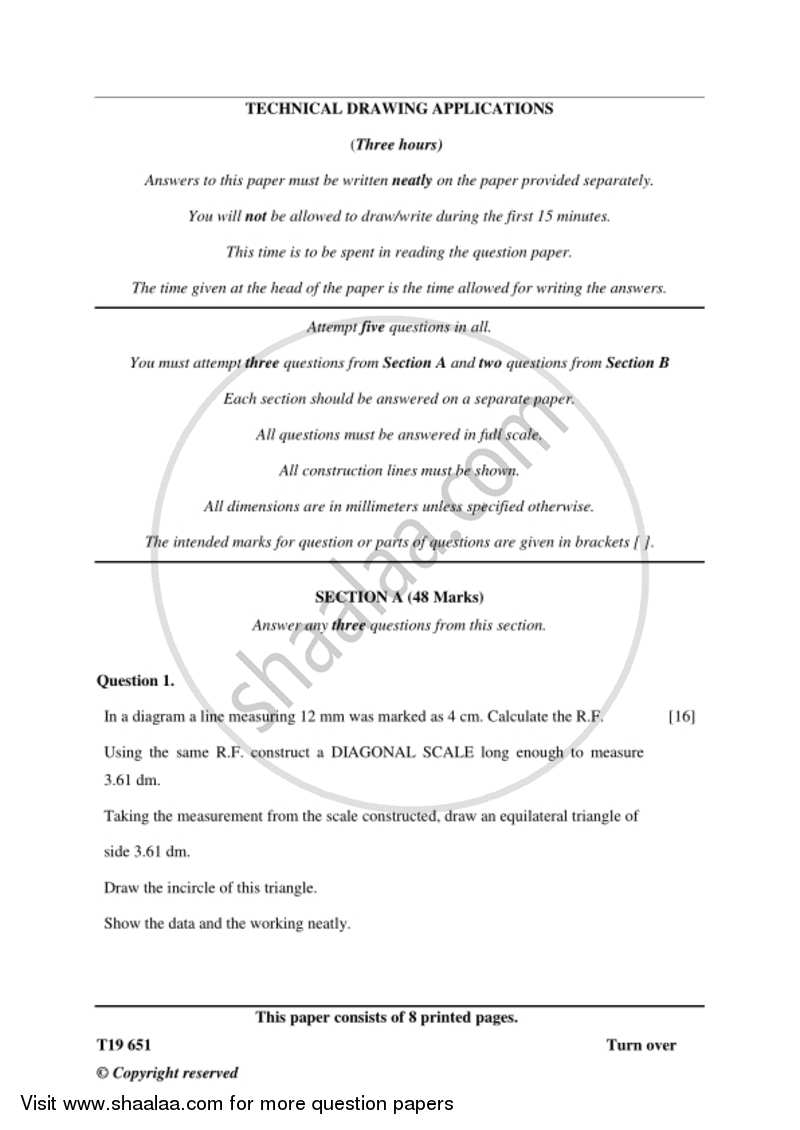 Technical Drawing Applications 2018-2019 ICSE Class 10  - CISCE (Council for the Indian School Certificate Examinations) question paper with PDF download