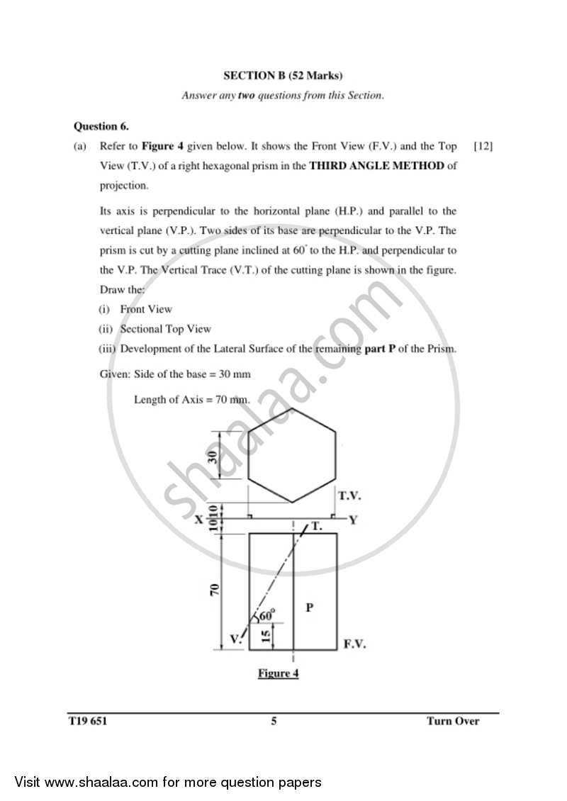 Technical Drawing Applications 2018-2019 ICSE Class 10  - CISCE (Council for the Indian School Certificate Examinations) question paper with PDF download