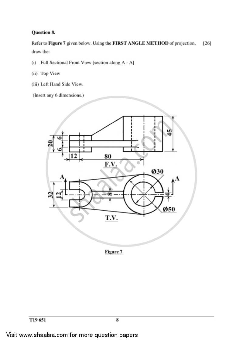 Technical Drawing Applications 2018-2019 ICSE Class 10  - CISCE (Council for the Indian School Certificate Examinations) question paper with PDF download