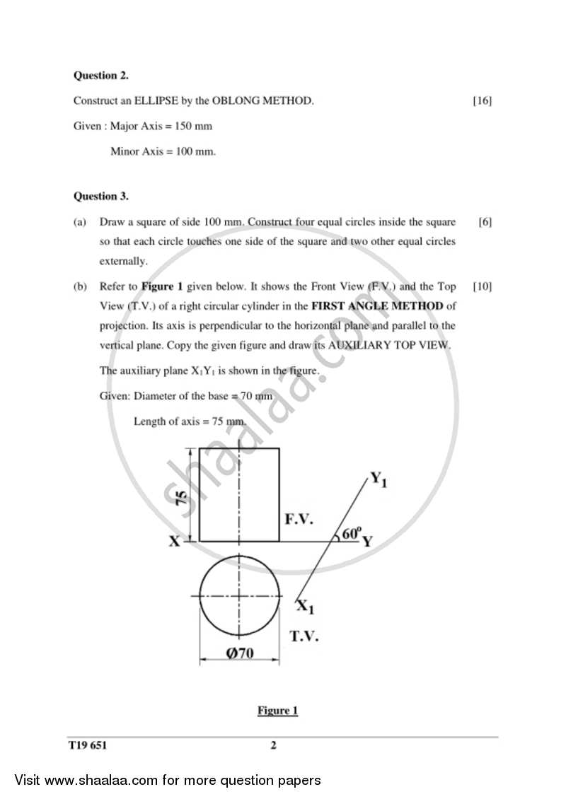 Technical Drawing Applications 2018-2019 ICSE Class 10  - CISCE (Council for the Indian School Certificate Examinations) question paper with PDF download