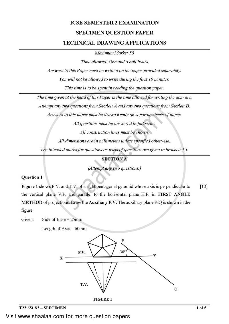 Technical Drawing Applications 2021-2022 ICSE Class 10  - CISCE (Council for the Indian School Certificate Examinations) question paper with PDF download