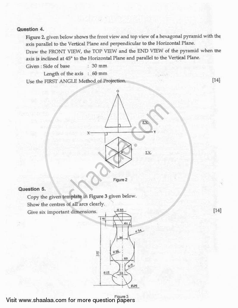 Technical Drawing 2010-2011 ICSE Class 10  - CISCE (Council for the Indian School Certificate Examinations) question paper with PDF download