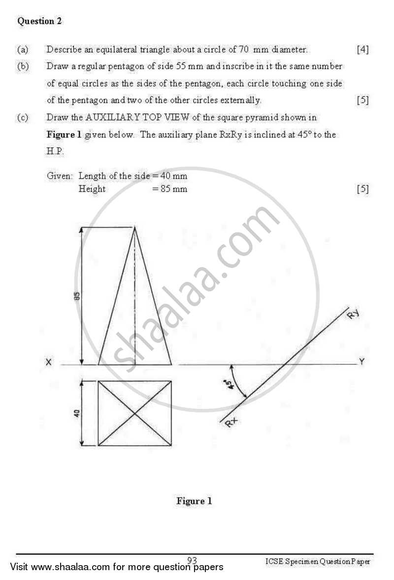 Technical Drawing 2012-2013 ICSE Class 10  - CISCE (Council for the Indian School Certificate Examinations) question paper with PDF download