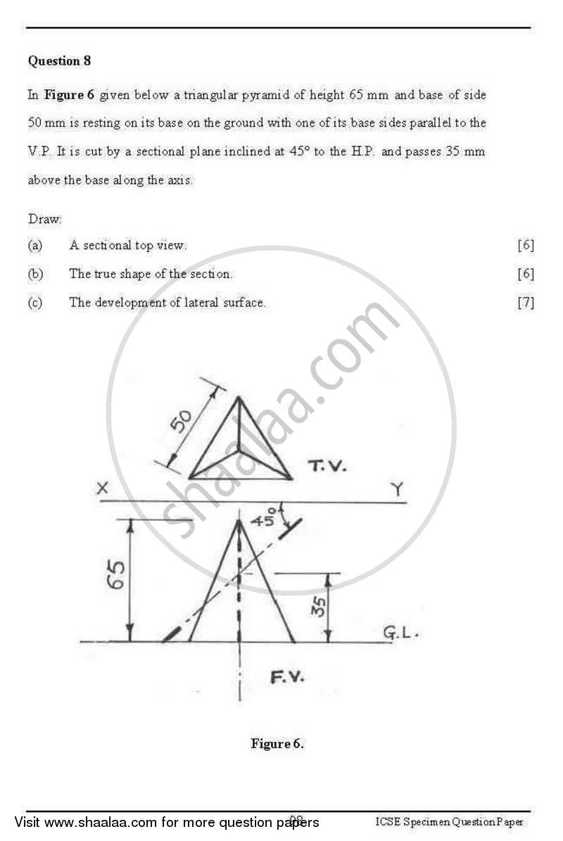 Technical Drawing 2012-2013 ICSE Class 10  - CISCE (Council for the Indian School Certificate Examinations) question paper with PDF download