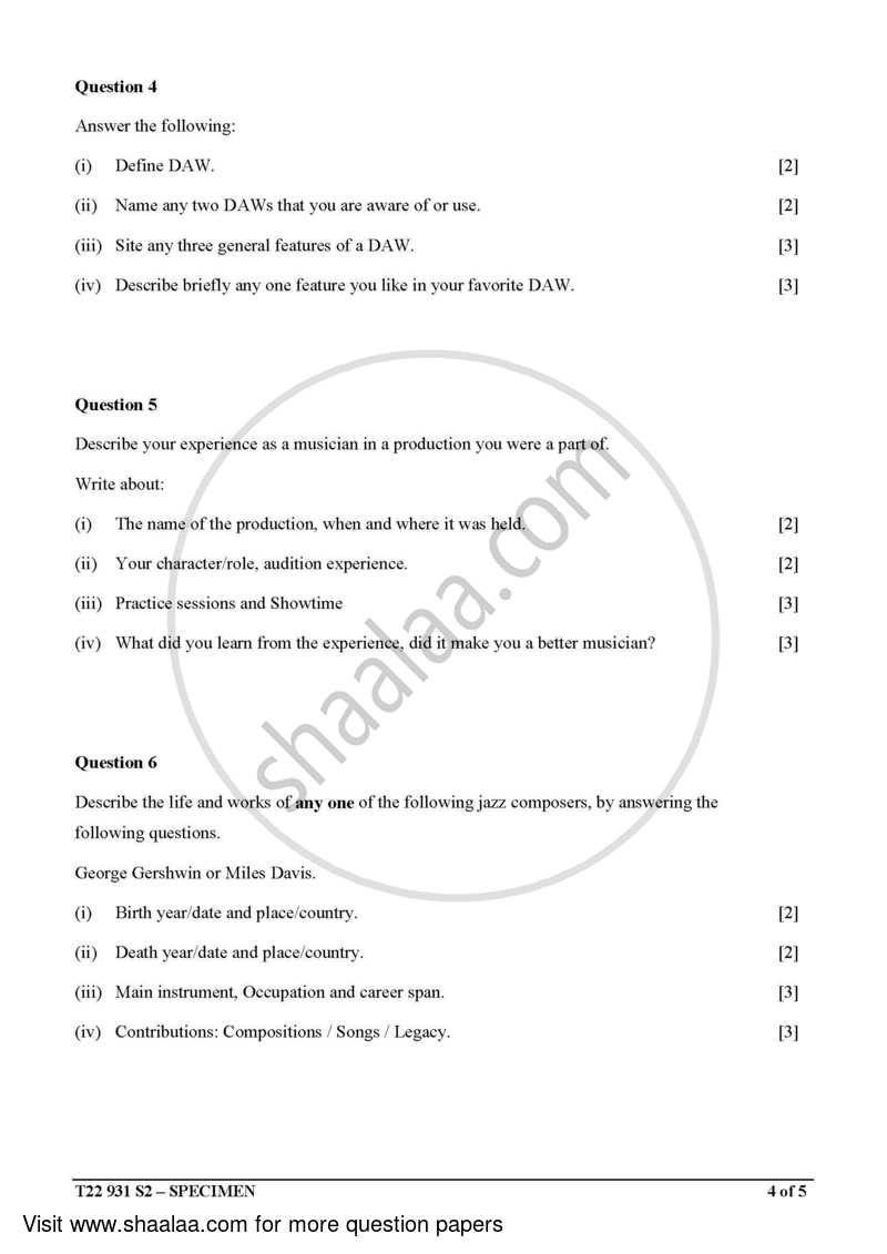 Western Music 2021-2022 ICSE Class 10  - CISCE (Council for the Indian School Certificate Examinations) question paper with PDF download