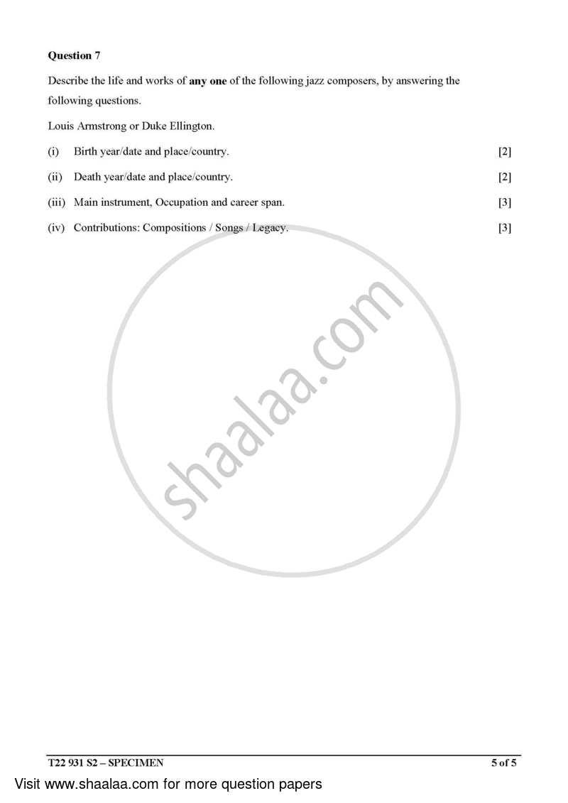 Western Music 2021-2022 ICSE Class 10  - CISCE (Council for the Indian School Certificate Examinations) question paper with PDF download