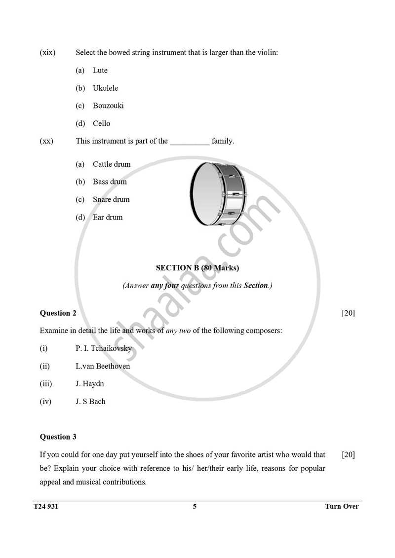 Western Music 2023-2024 ICSE Class 10 - CISCE (Council for the Indian School Certificate Examinations) question paper with PDF download