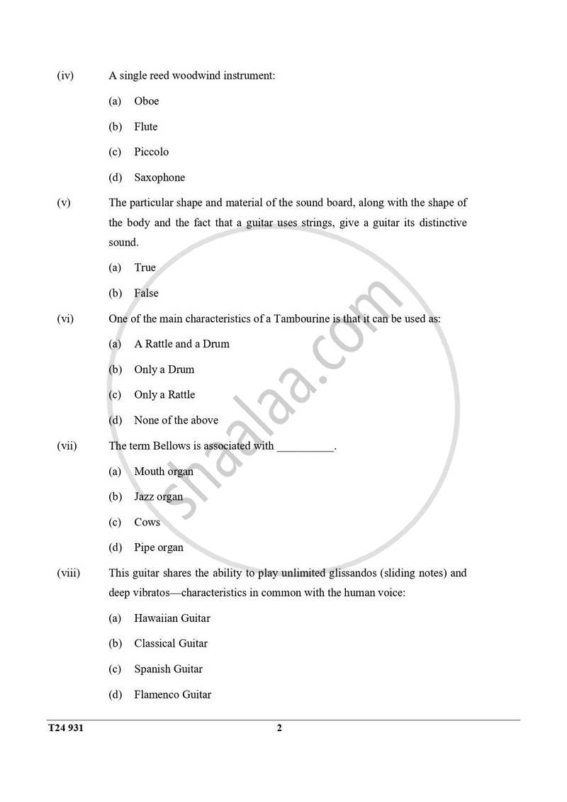 Western Music 2023-2024 ICSE Class 10 - CISCE (Council for the Indian School Certificate Examinations) question paper with PDF download