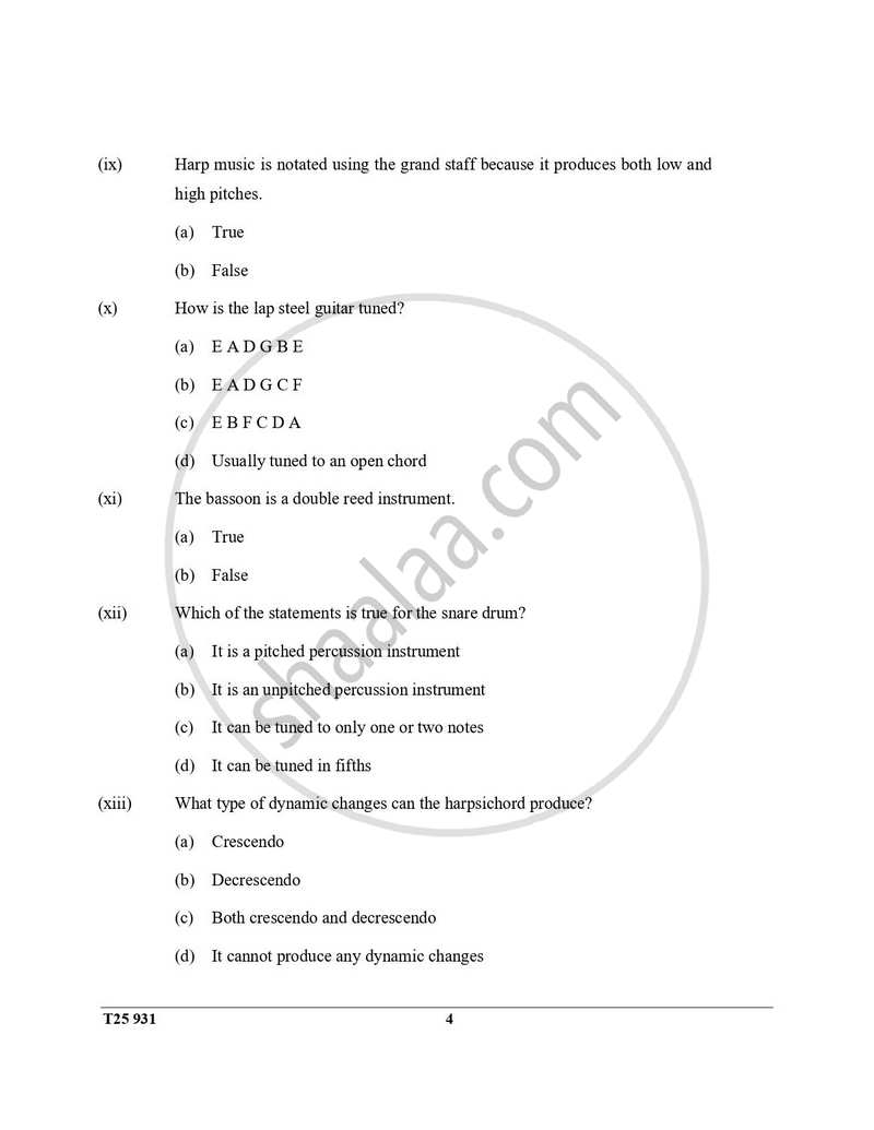 Western Music 2024-2025 ICSE Class 10  - CISCE (Council for the Indian School Certificate Examinations) question paper with PDF download