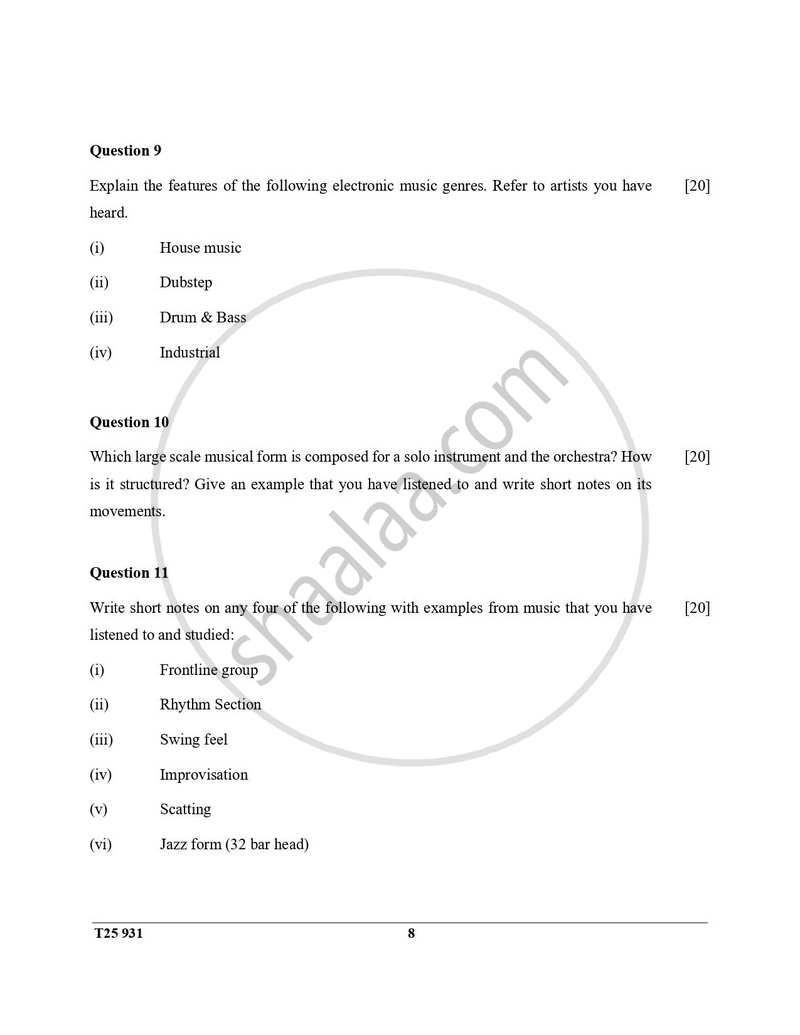 Western Music 2024-2025 ICSE Class 10  - CISCE (Council for the Indian School Certificate Examinations) question paper with PDF download