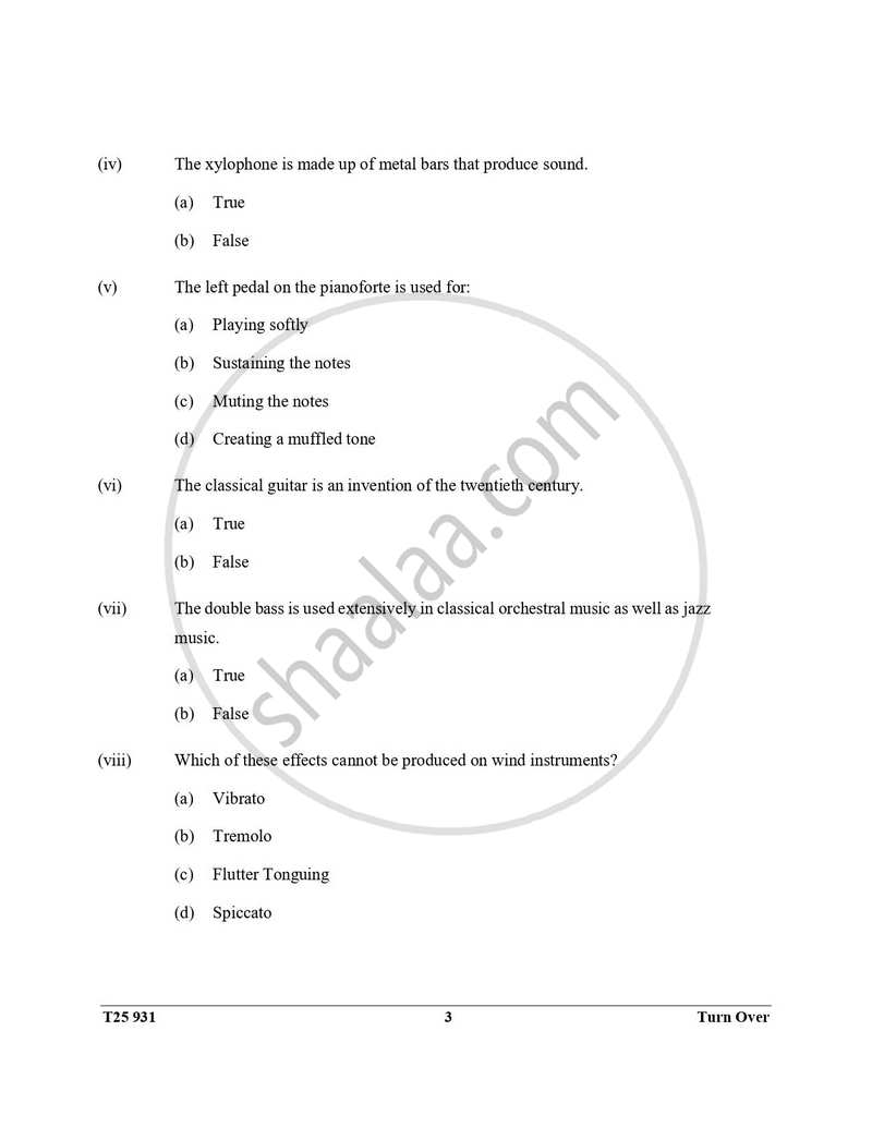 Western Music 2024-2025 ICSE Class 10  - CISCE (Council for the Indian School Certificate Examinations) question paper with PDF download