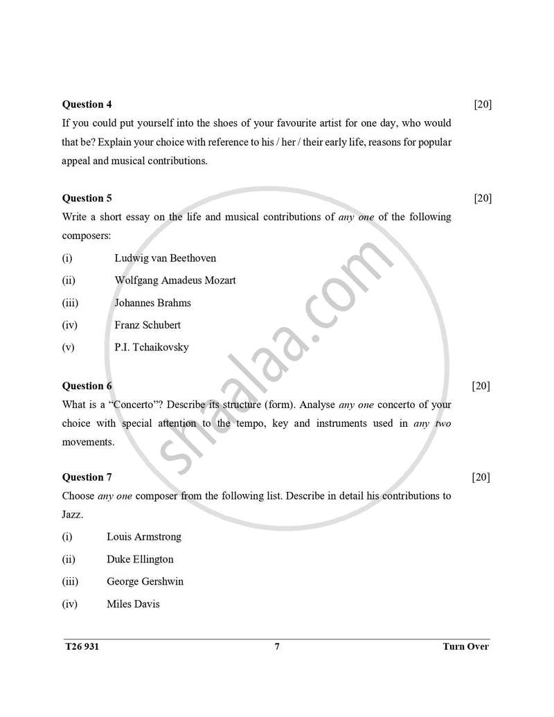 Western Music 2025-2026 ICSE Class 10 - CISCE (Council for the Indian School Certificate Examinations) question paper with PDF download