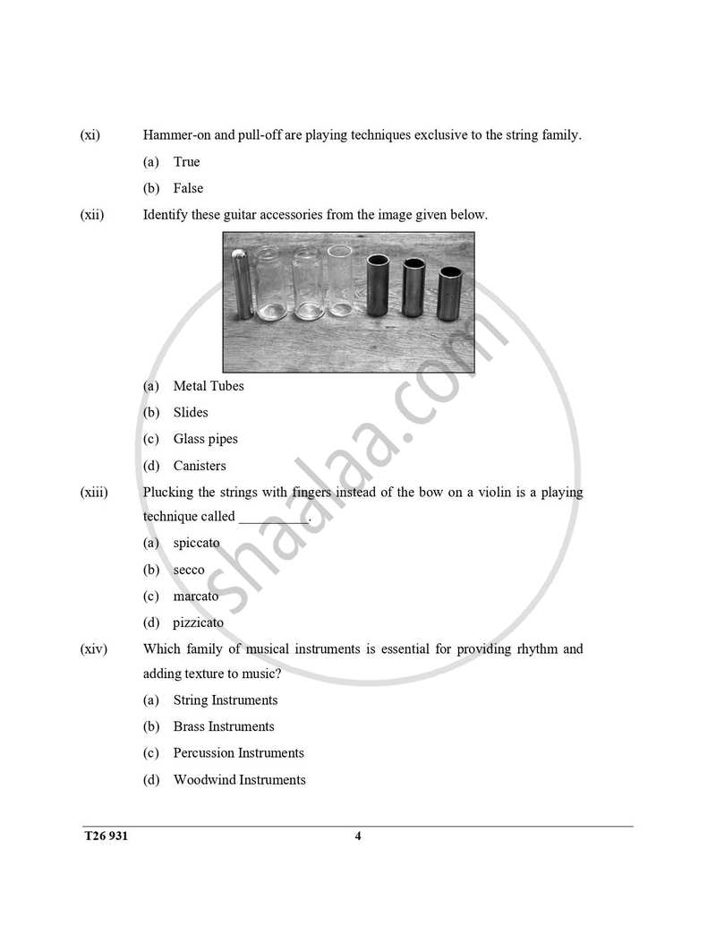 Western Music 2025-2026 ICSE Class 10 - CISCE (Council for the Indian School Certificate Examinations) question paper with PDF download