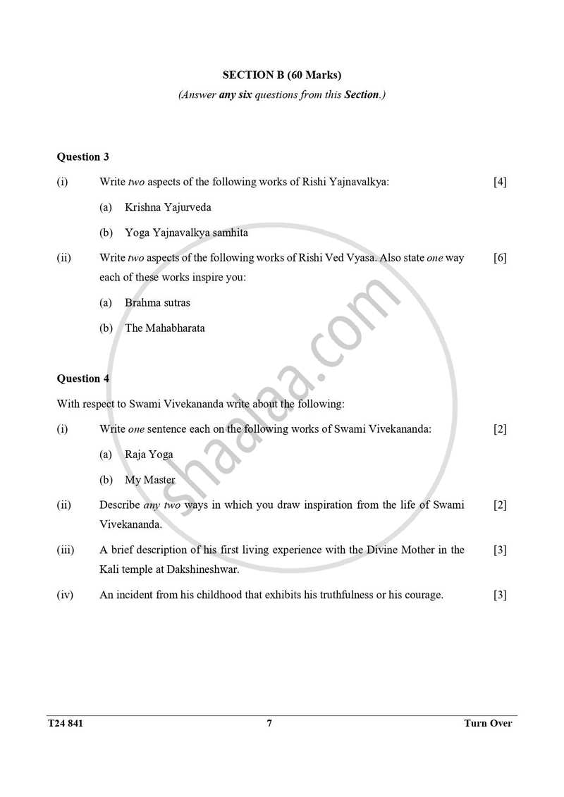 Yoga 2023-2024 ICSE Class 10  - CISCE (Council for the Indian School Certificate Examinations) question paper with PDF download