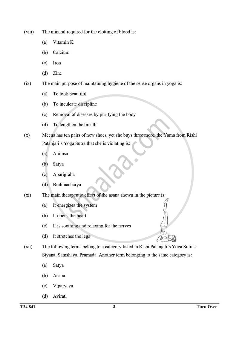 Yoga 2023-2024 ICSE Class 10  - CISCE (Council for the Indian School Certificate Examinations) question paper with PDF download