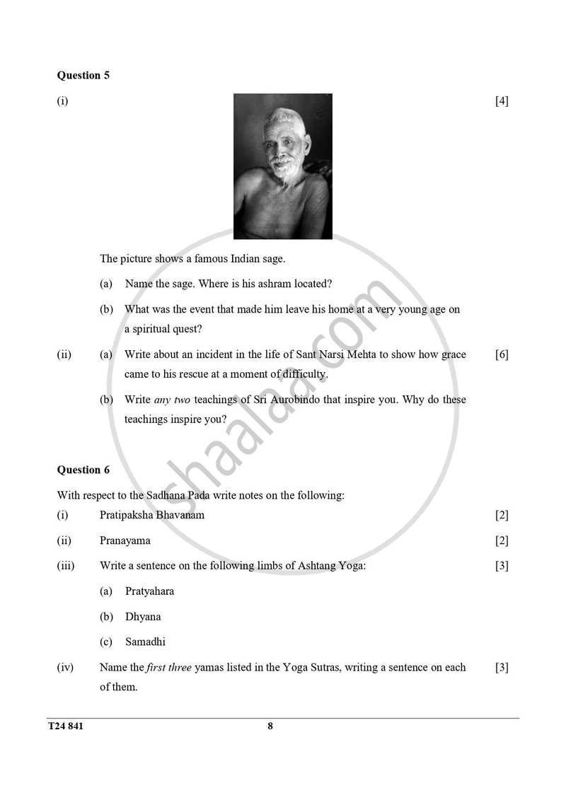 Yoga 2023-2024 ICSE Class 10  - CISCE (Council for the Indian School Certificate Examinations) question paper with PDF download