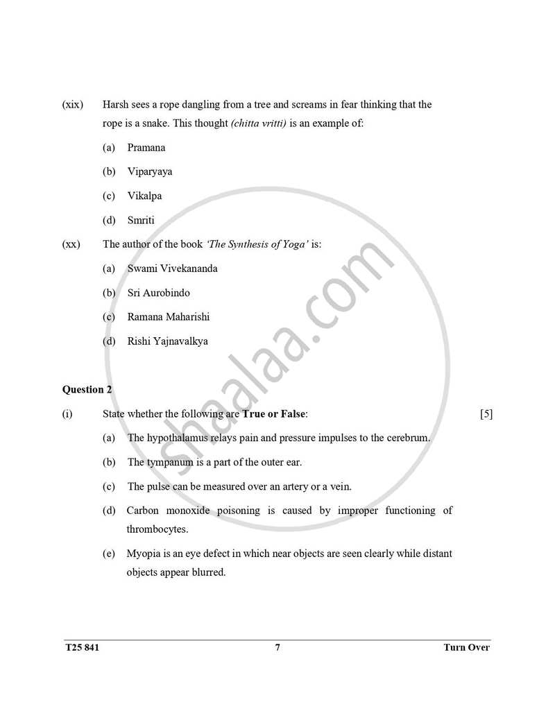 Yoga 2024-2025 ICSE Class 10  - CISCE (Council for the Indian School Certificate Examinations) question paper with PDF download