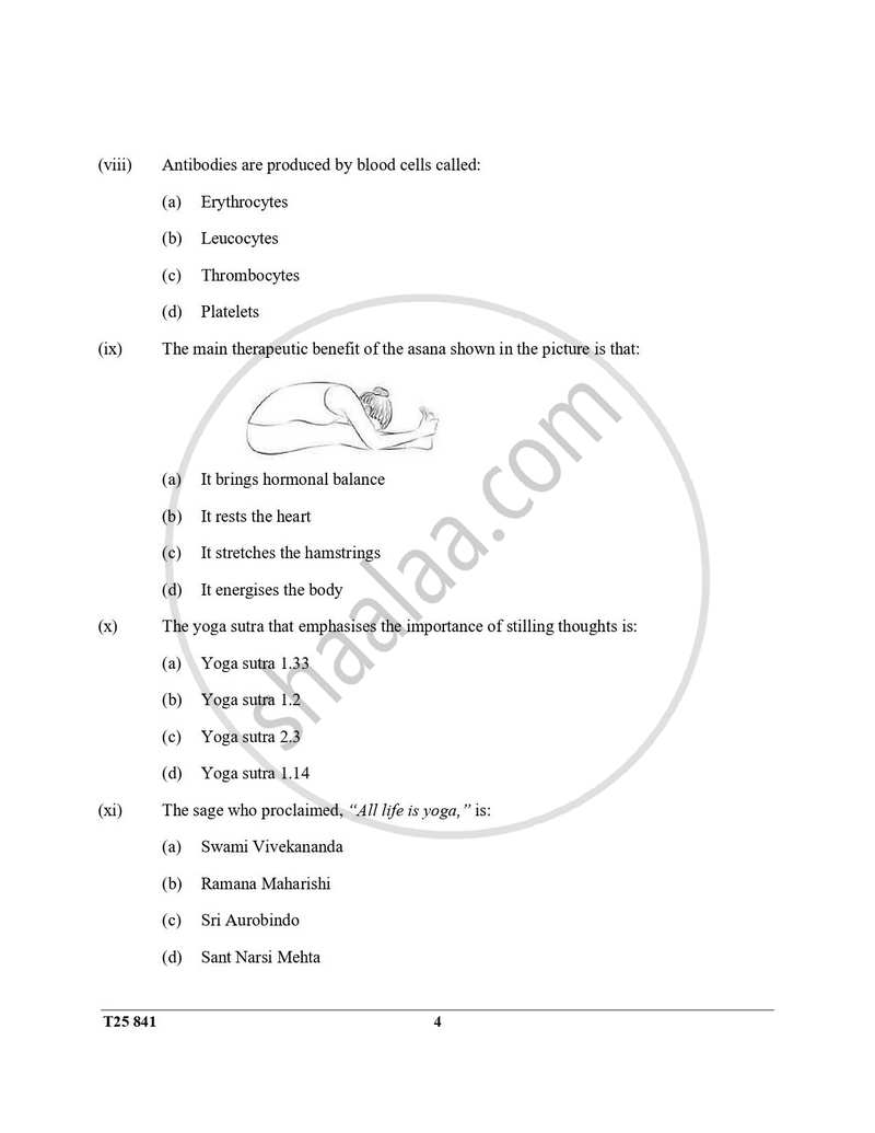 Yoga 2024-2025 ICSE Class 10  - CISCE (Council for the Indian School Certificate Examinations) question paper with PDF download
