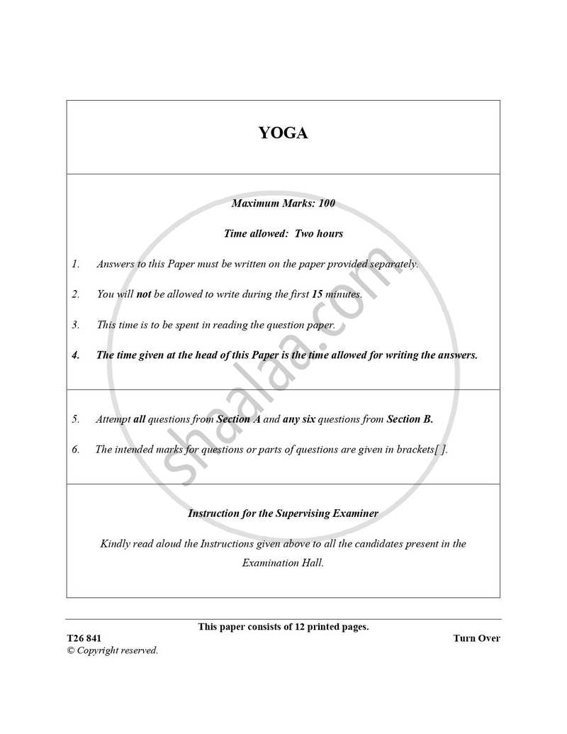 Yoga 2025-2026 ICSE Class 10 - CISCE (Council for the Indian School Certificate Examinations) question paper with PDF download