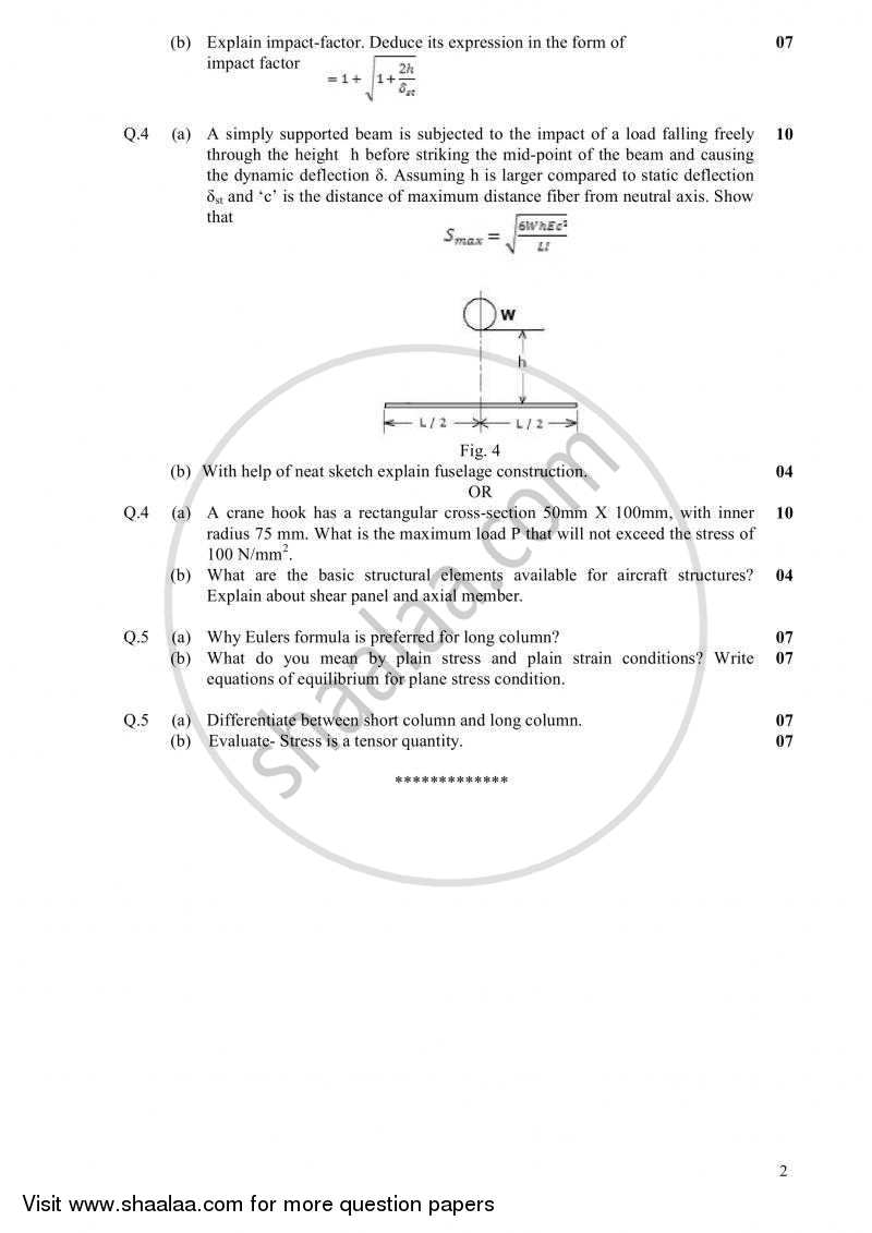 Aircraft Structure 1 2010-2011 - B.E. - Semester 4 (SE Second Year) - Gujarat Technological University (GTU) question paper with PDF download