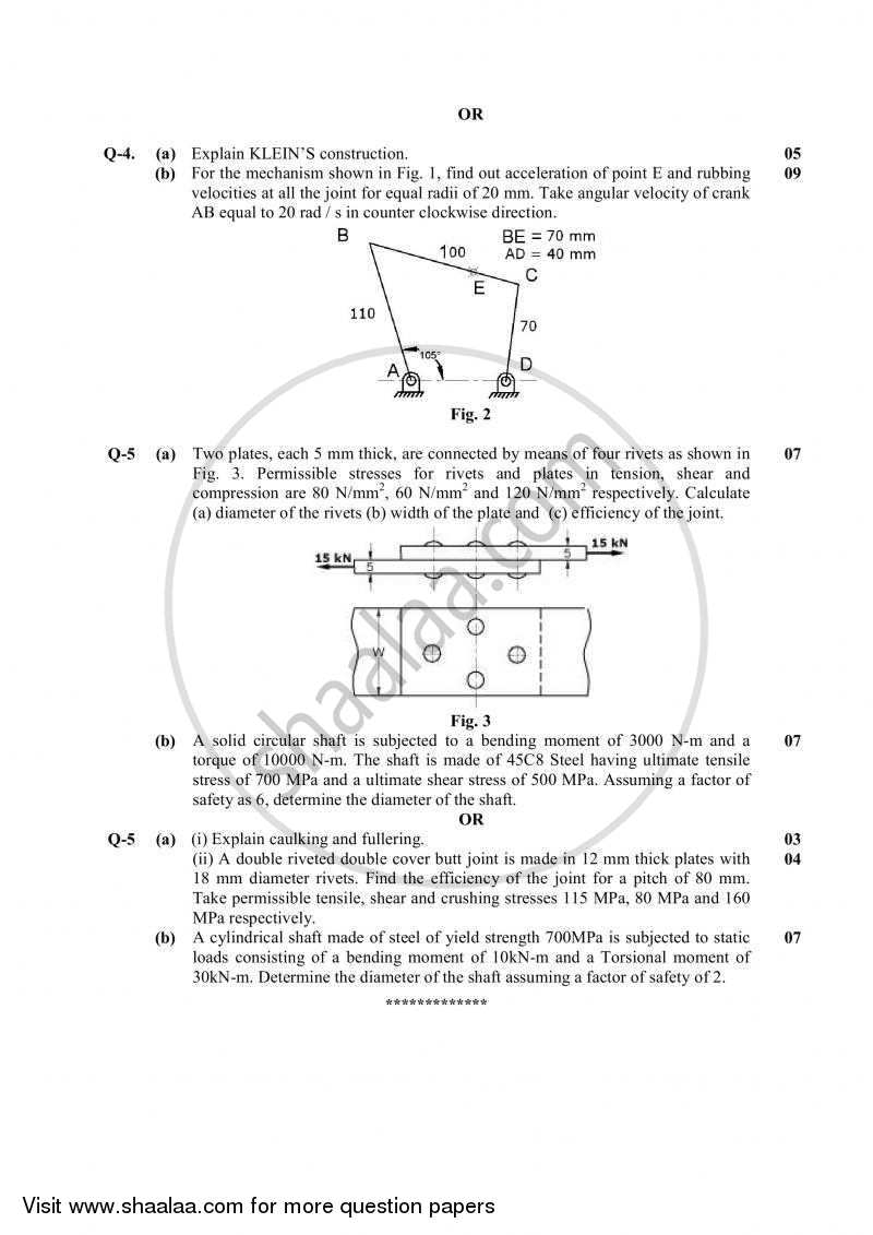 Analysis of Mechanism and Machine Elements 2010-2011 - B.E. - Semester 3 (SE Second Year) - Gujarat Technological University (GTU) question paper with PDF download
