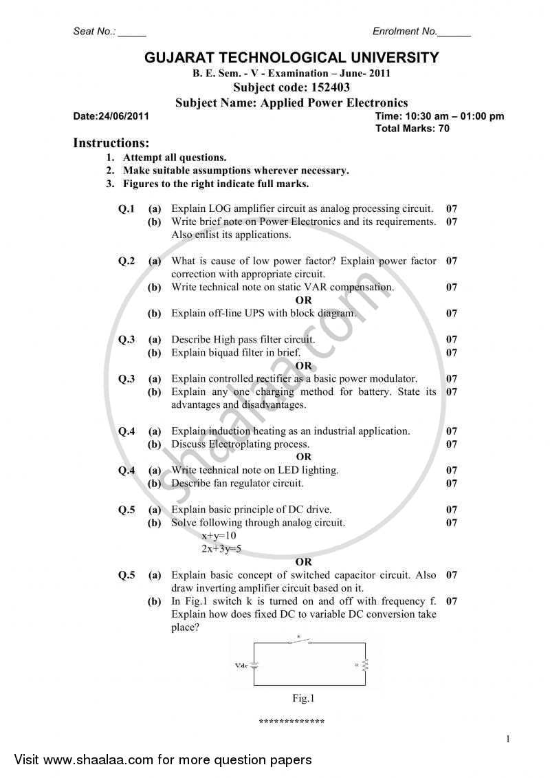 Applied Power Electronics 2010-2011 - B.E. - Semester 5 (TE Third Year) - Gujarat Technological University (GTU) question paper with PDF download