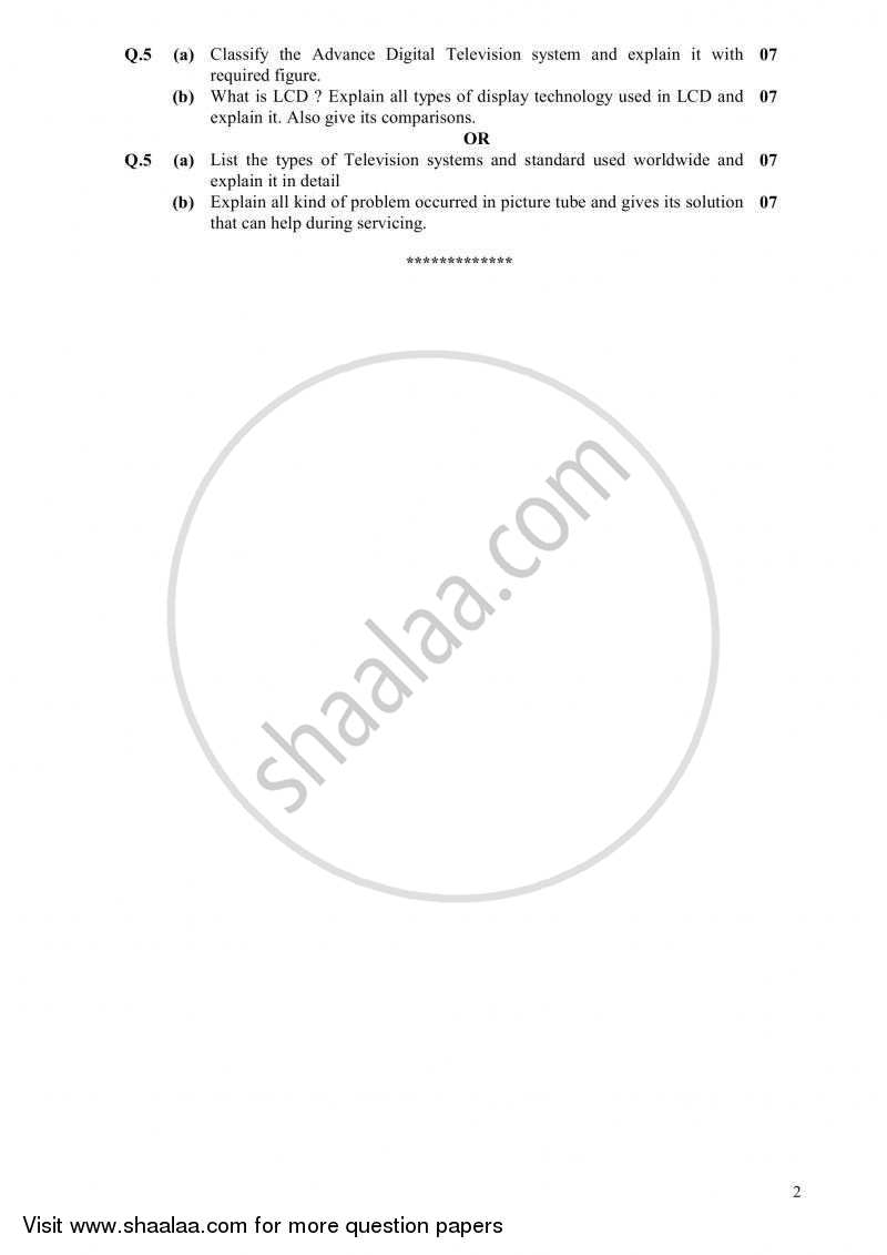 Audio - Video Systems 2010-2011 - B.E. - Semester 6 (TE Third Year) - Gujarat Technological University (GTU) question paper with PDF download