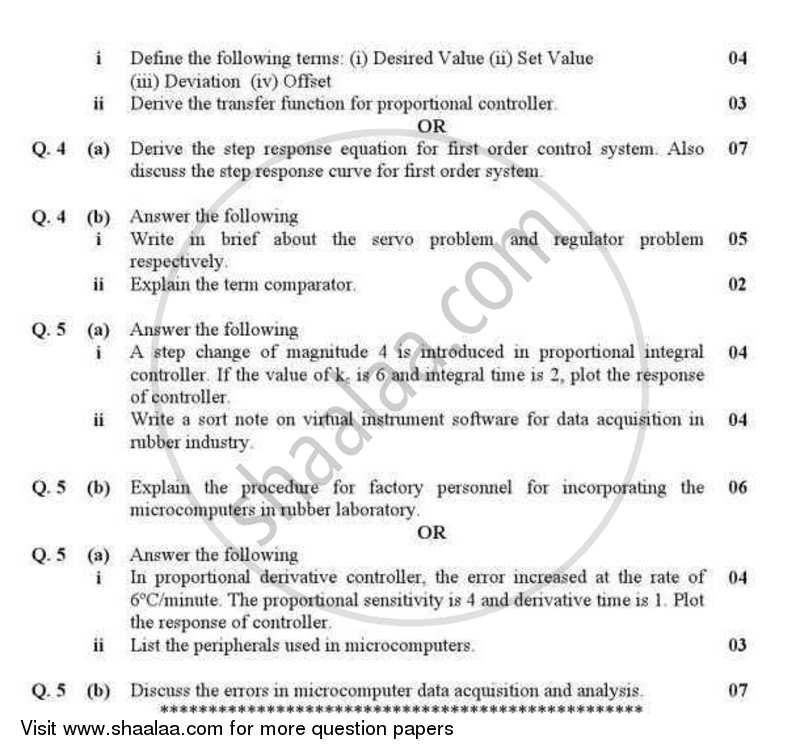 Automation and Control in Rubber Industries 2011-2012 - B.E. - Semester 8 (BE Fourth Year) - Gujarat Technological University (GTU) question paper with PDF download