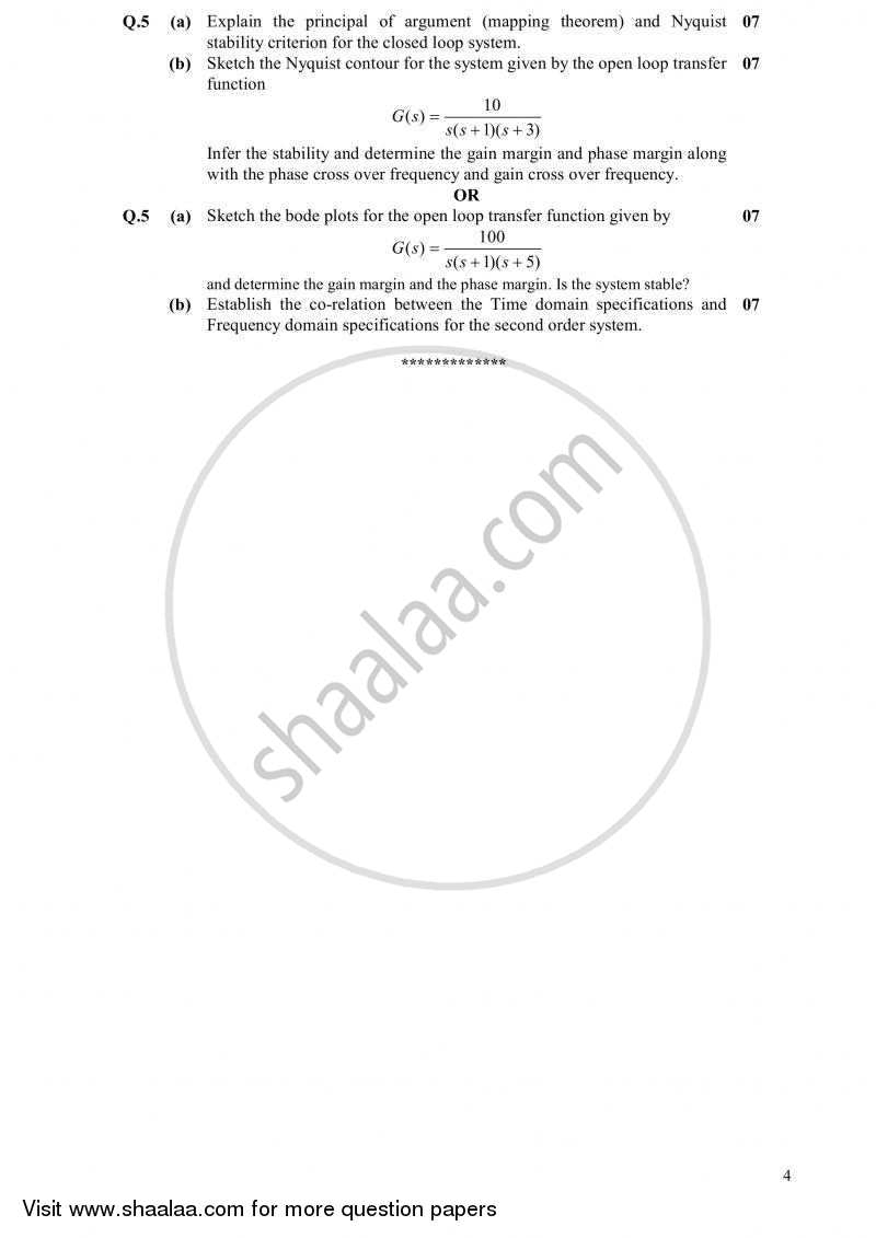 Basic Control Theory 2010-2011 - B.E. - Semester 6 (TE Third Year) - Gujarat Technological University (GTU) question paper with PDF download