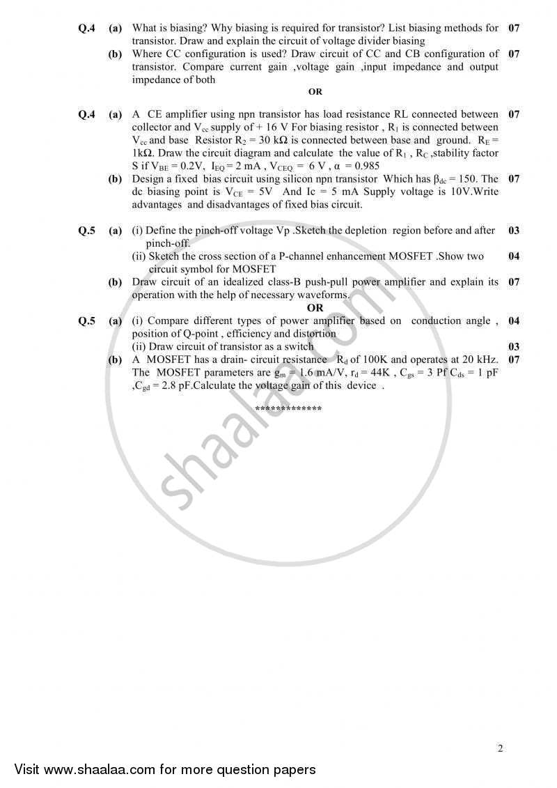 Basic Electronics 2010-2011 - B.E. - Semester 3 (SE Second Year) - Gujarat Technological University (GTU) question paper with PDF download