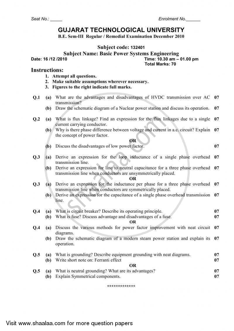 Basic Power Systems 2010-2011 - B.E. - Semester 3 (SE Second Year) - Gujarat Technological University (GTU) question paper with PDF download