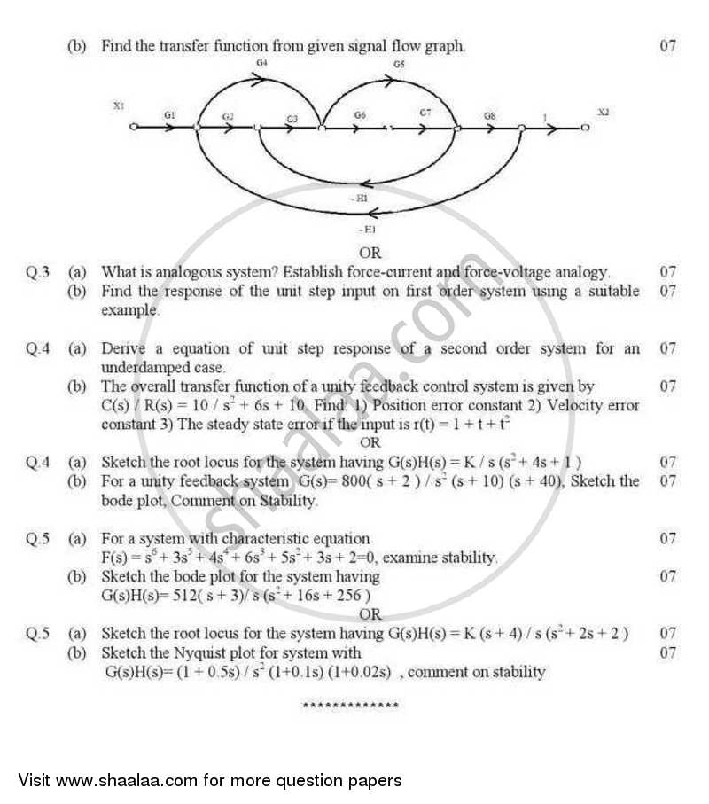 Bio-medical Control Theory 2012-2013 - B.E. - Semester 6 (TE Third Year) - Gujarat Technological University (GTU) question paper with PDF download