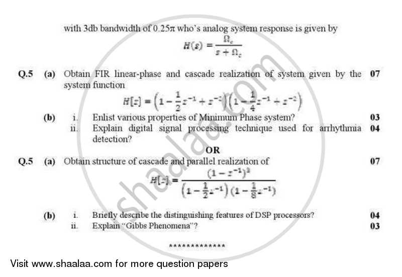 Bio-medical Signal Processing 2012-2013 - B.E. - Semester 6 (TE Third Year) - Gujarat Technological University (GTU) question paper with PDF download