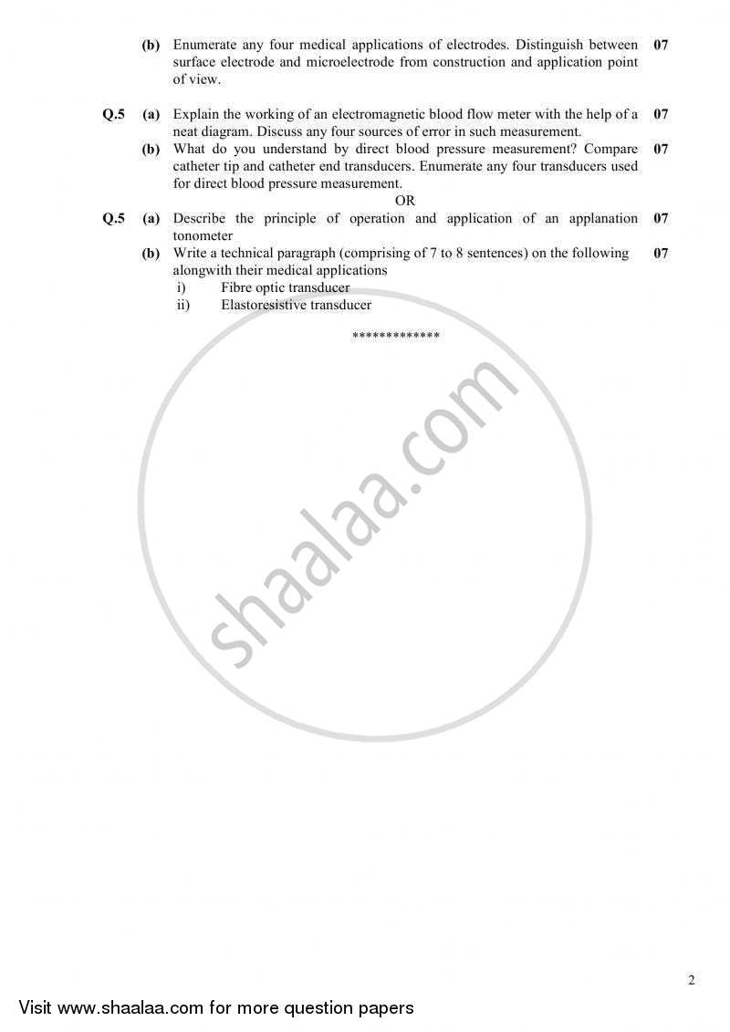 Biomedical Transducers 2010-2011 - B.E. - Semester 5 (TE Third Year) - Gujarat Technological University (GTU) question paper with PDF download