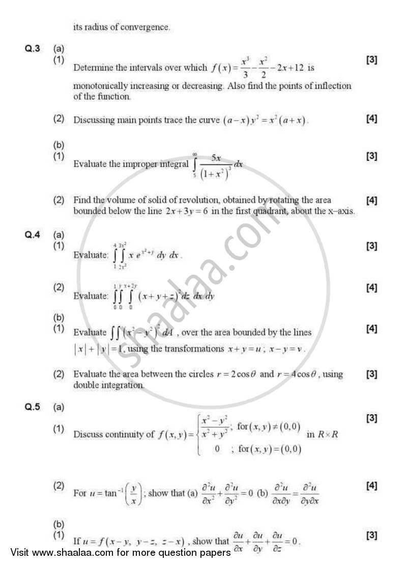 Calculus 2012-2013 - B.E. - Semester 1 (FE First Year) - Gujarat Technological University (GTU) question paper with PDF download