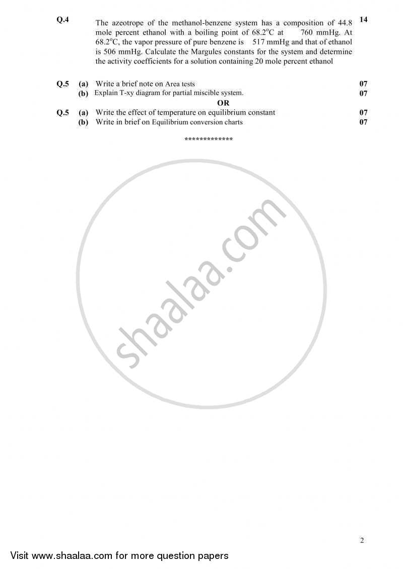 Chemical Engineering Thermodynamics 2 2010-2011 - B.E. - Semester 5 (TE Third Year) - Gujarat Technological University (GTU) question paper with PDF download