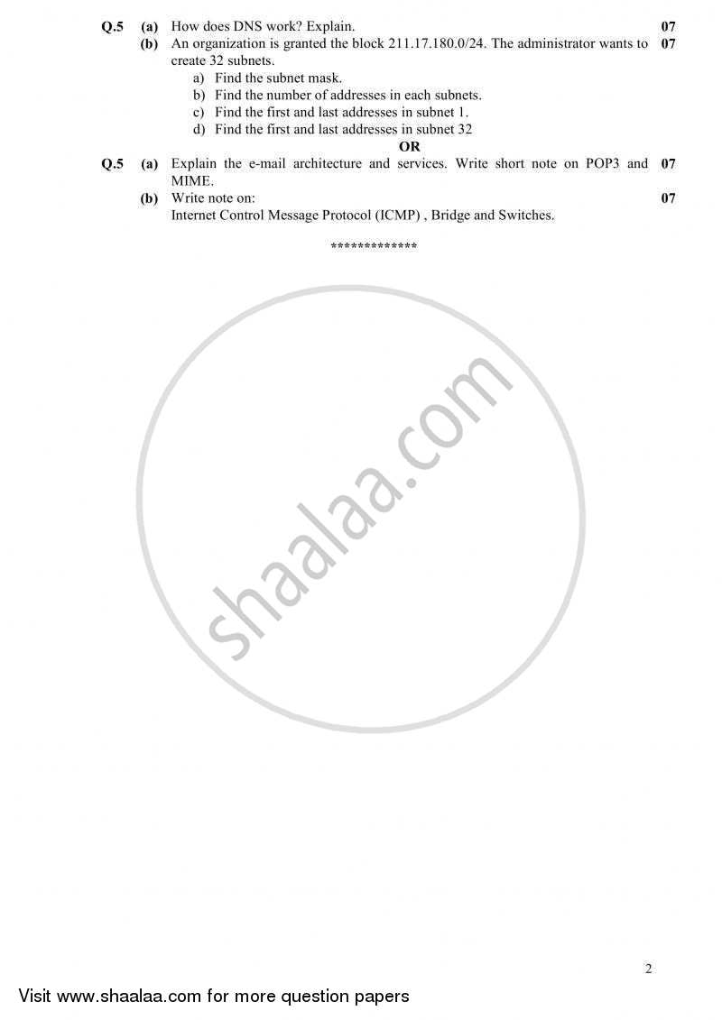Computer Networks 2010-2011 - B.E. - Semester 5 (TE Third Year) - Gujarat Technological University (GTU) question paper with PDF download