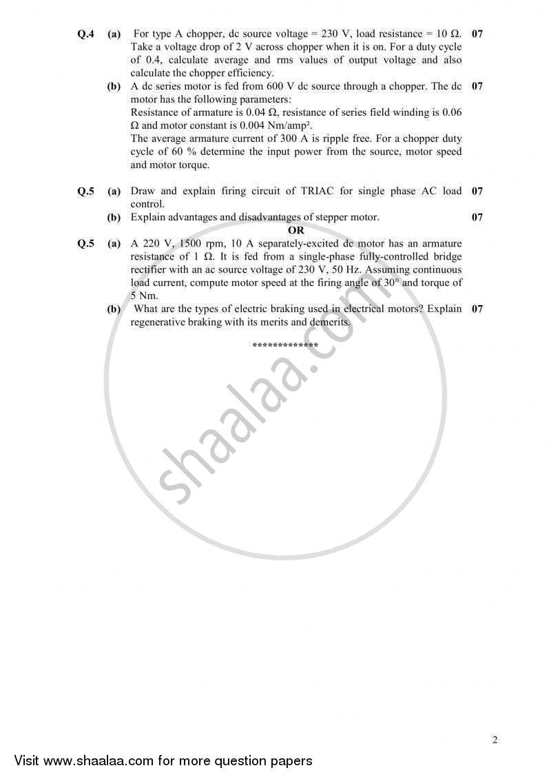 Control of Electric Drives 2010-2011 - B.E. - Semester 6 (TE Third Year) - Gujarat Technological University (GTU) question paper with PDF download