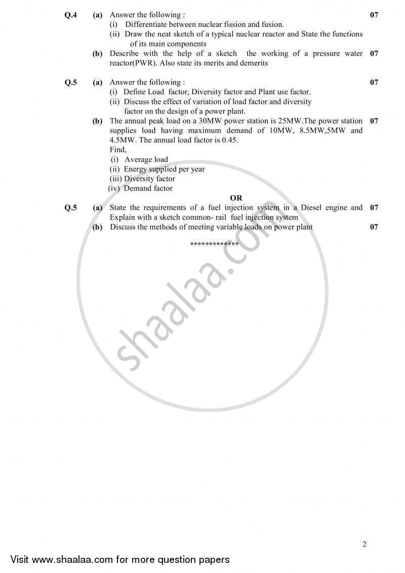 Conventional Power Engineering 2010-2011 - B.E. - Semester 5 (TE Third Year) - Gujarat Technological University (GTU) question paper with PDF download