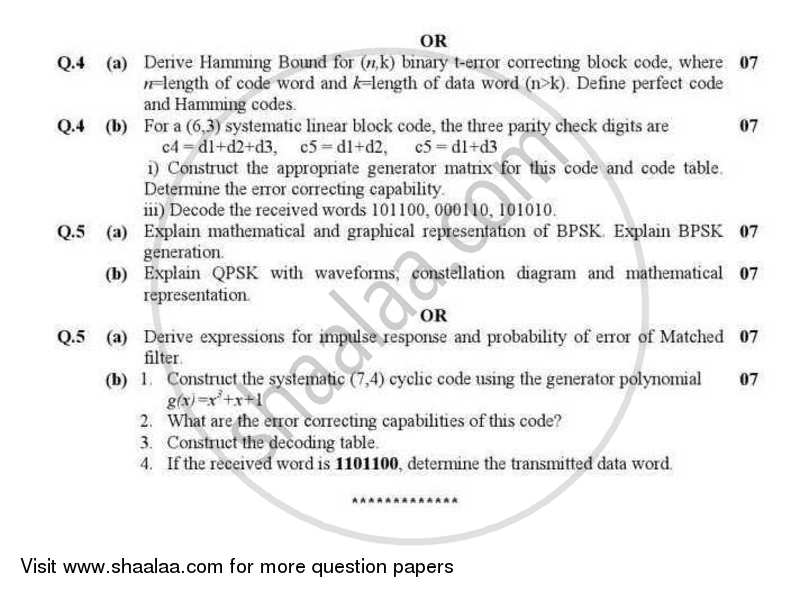 Digital Communication 2012-2013 - B.E. - Semester 6 (TE Third Year) - Gujarat Technological University (GTU) question paper with PDF download